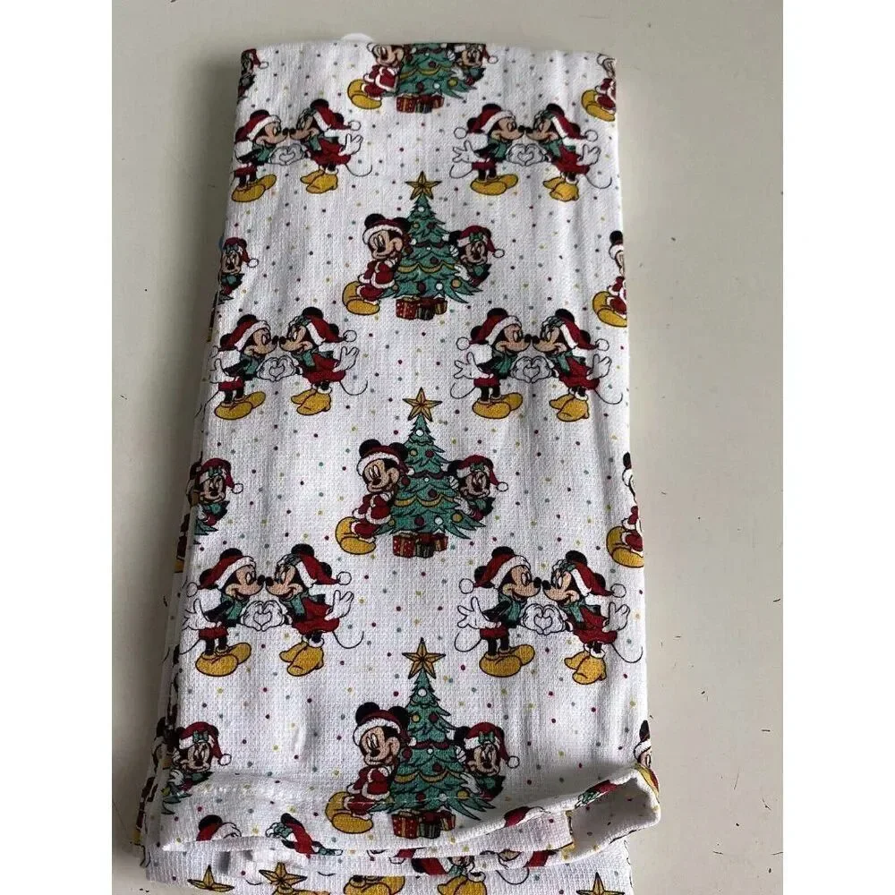 2 Pack Disney Mickey and Minnie Mouse Christmas Tree‎ Kitchen Towels Holiday NEW